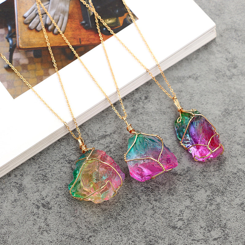 Natural Stunning Quartz Rainbow 7 Chakra Crystal Necklace – BB's